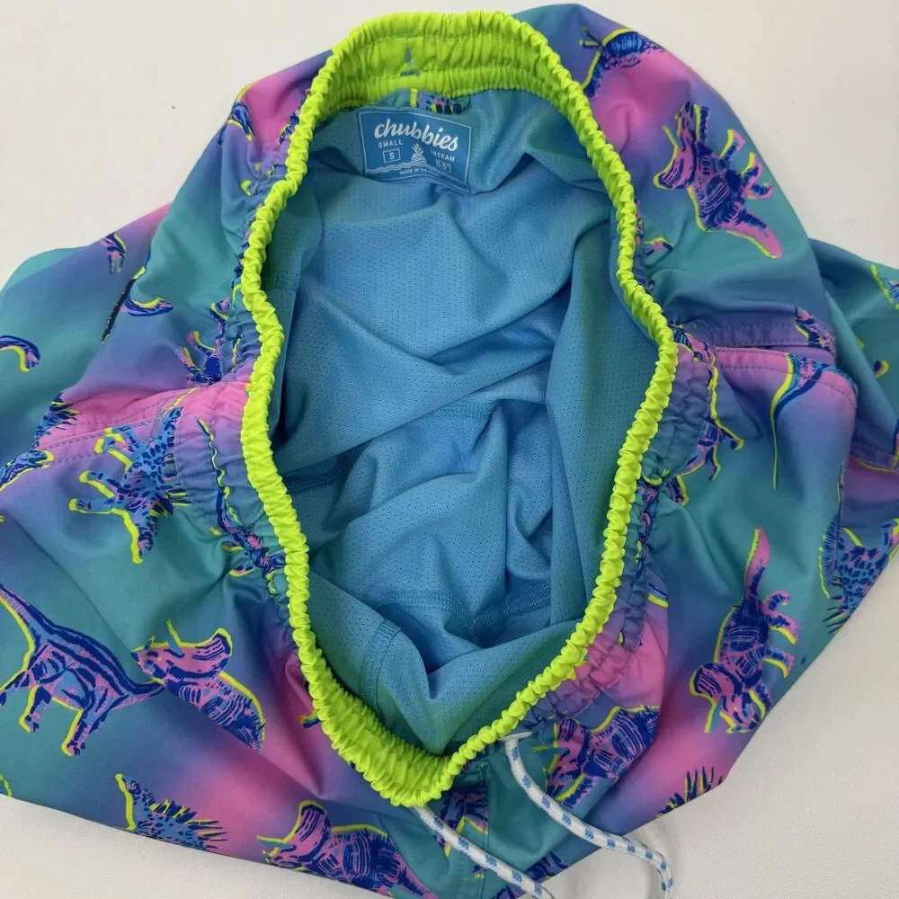 Chubbies Swim Trunks Mens 5.5 Inch Blue Pink Dino Brief Mesh Liner Small - Picture 5 of 9
